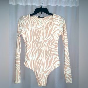 boohoo tiger print long sleeve tight bodysuit